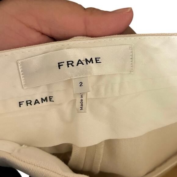 Frame Bone White Cream High Rise Le Crop Palazzo Wide Leg Pants Size 2 - Picture 2 of 6